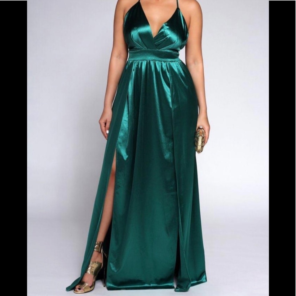 Green Satin dress size L